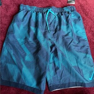 Men’s Nike swim board shorts 11” inseam blue teal large L NEW